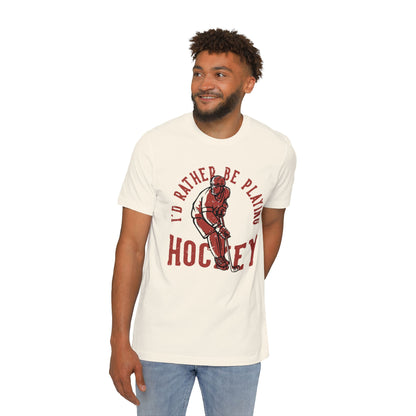 I'd Rather Be Playing Hockey T-Shirt — Vintage Hockey Player Tee