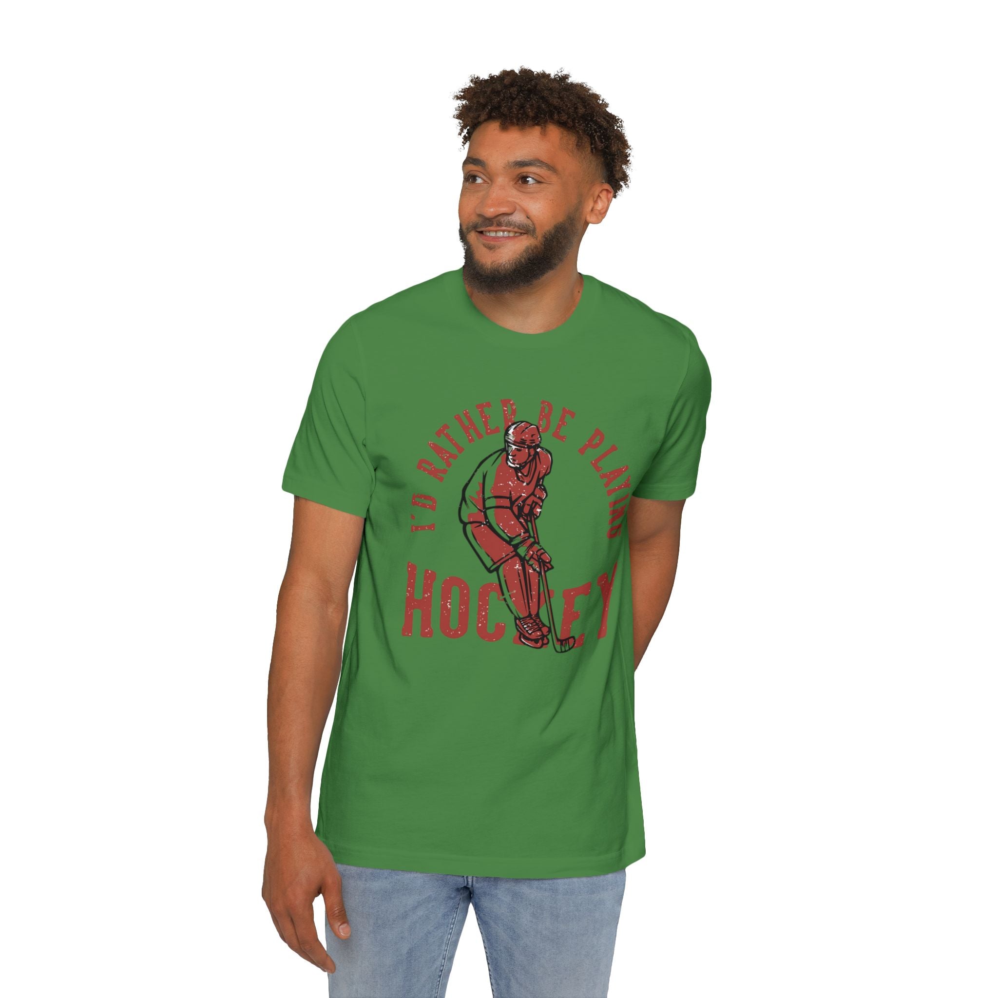 I'd Rather Be Playing Hockey T-Shirt — Vintage Hockey Player Tee