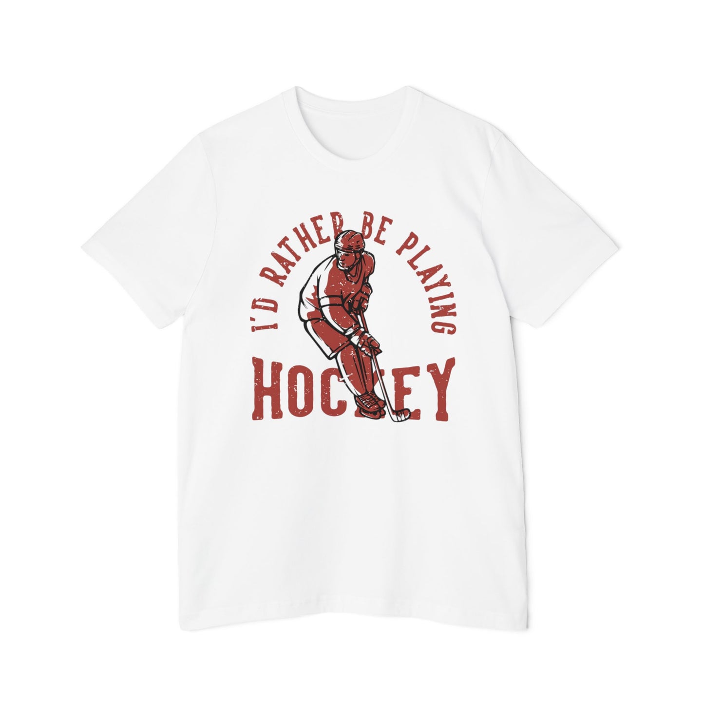 I'd Rather Be Playing Hockey T-Shirt — Vintage Hockey Player Tee