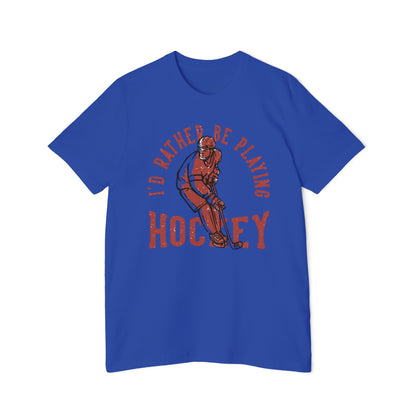 I'd Rather Be Playing Hockey T-Shirt — Vintage Hockey Player Tee