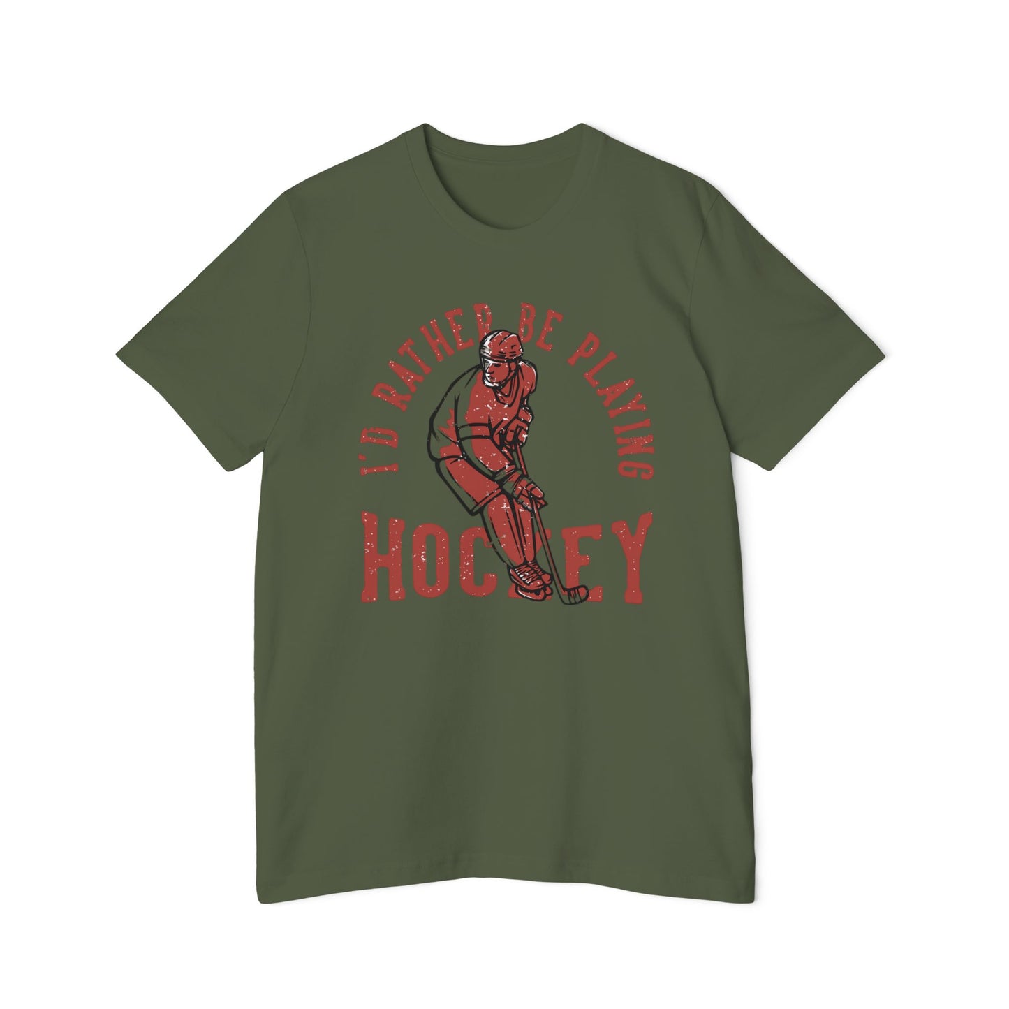 I'd Rather Be Playing Hockey T-Shirt — Vintage Hockey Player Tee