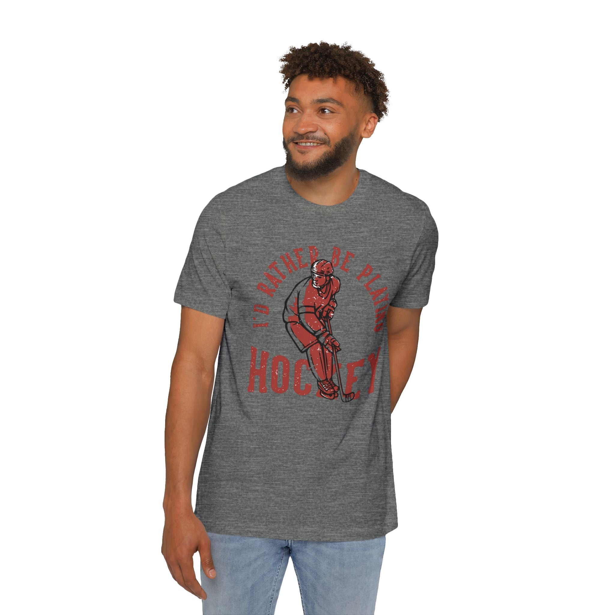 I'd Rather Be Playing Hockey T-Shirt — Vintage Hockey Player Tee