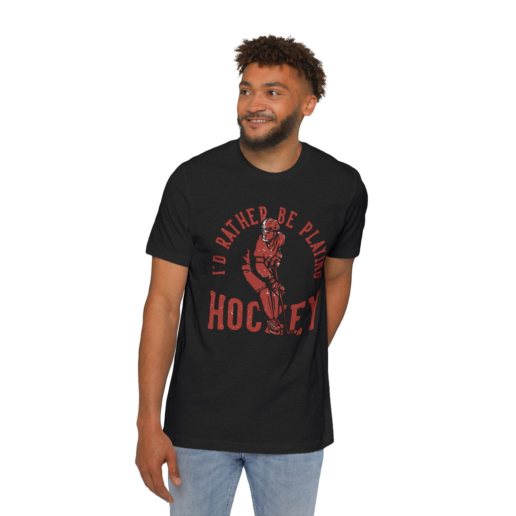 I'd Rather Be Playing Hockey T-Shirt — Vintage Hockey Player Tee