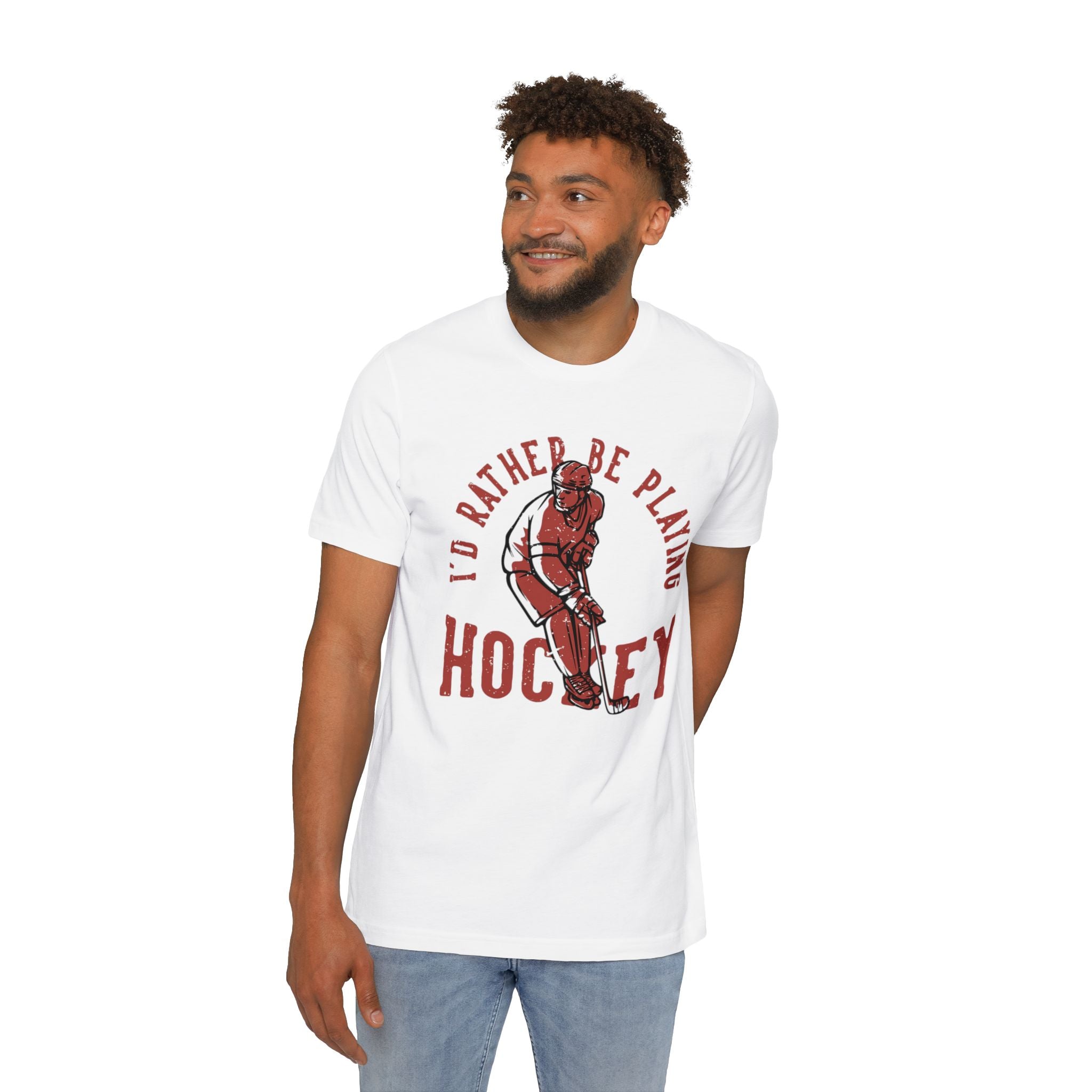 I'd Rather Be Playing Hockey T-Shirt — Vintage Hockey Player Tee