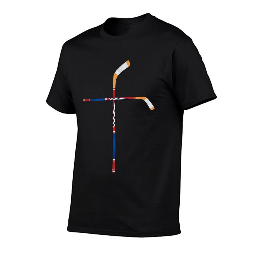 Christian Ice Hockey Sticks Cross Faith Sports T-Shirt