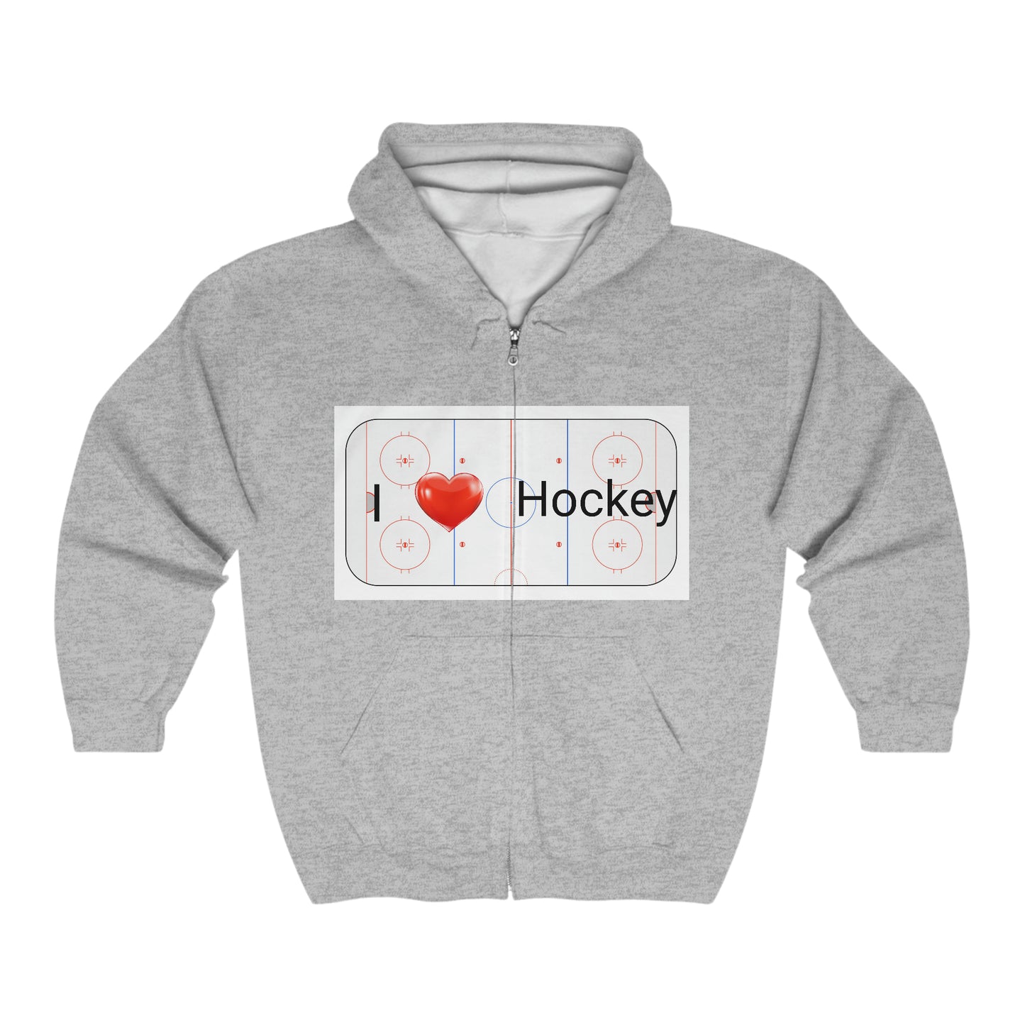 "I Love Hockey" Heavy Blend™ Full Zip Hooded Sweatshirt