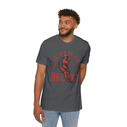 I'd Rather Be Playing Hockey T-Shirt — Vintage Hockey Player Tee