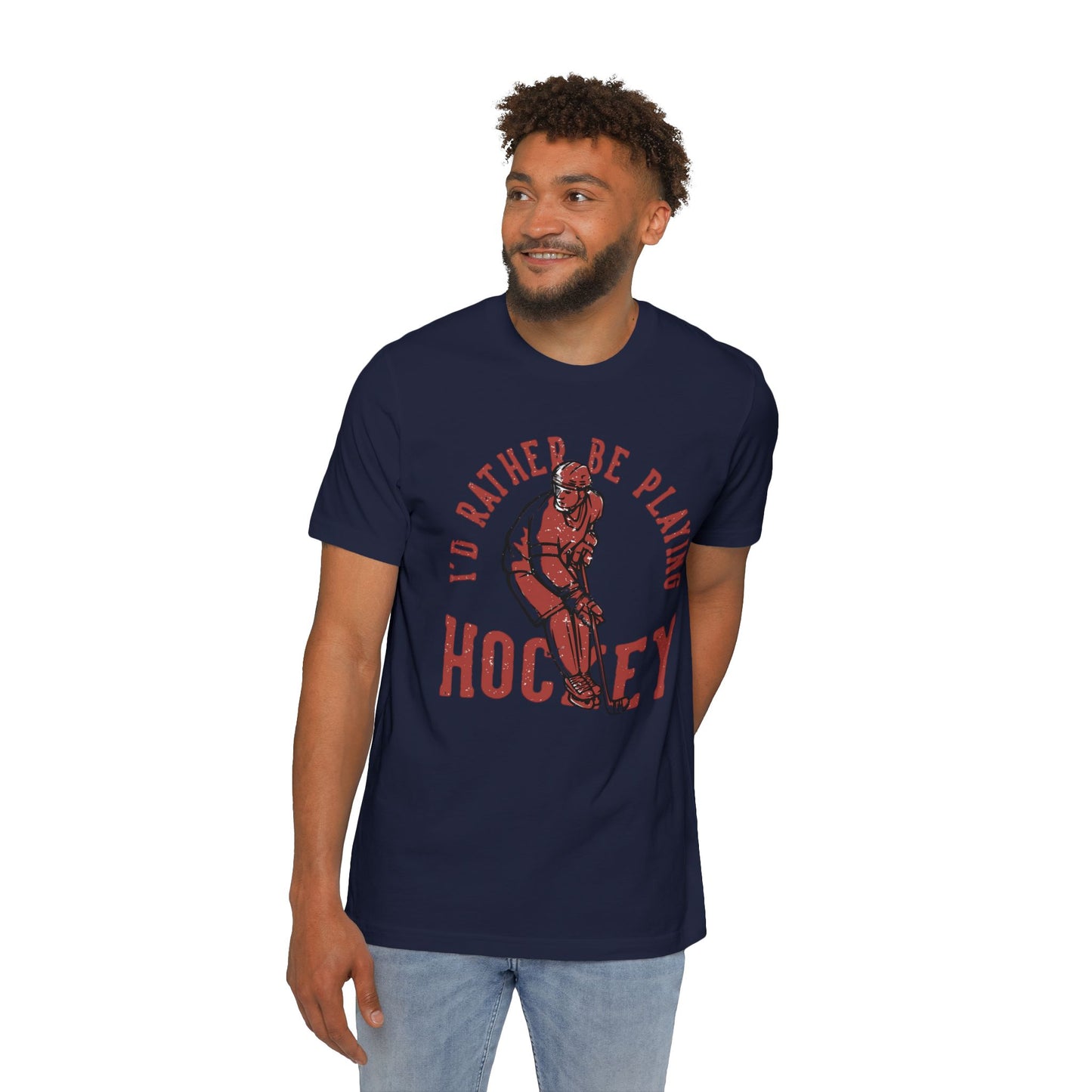 I'd Rather Be Playing Hockey T-Shirt — Vintage Hockey Player Tee