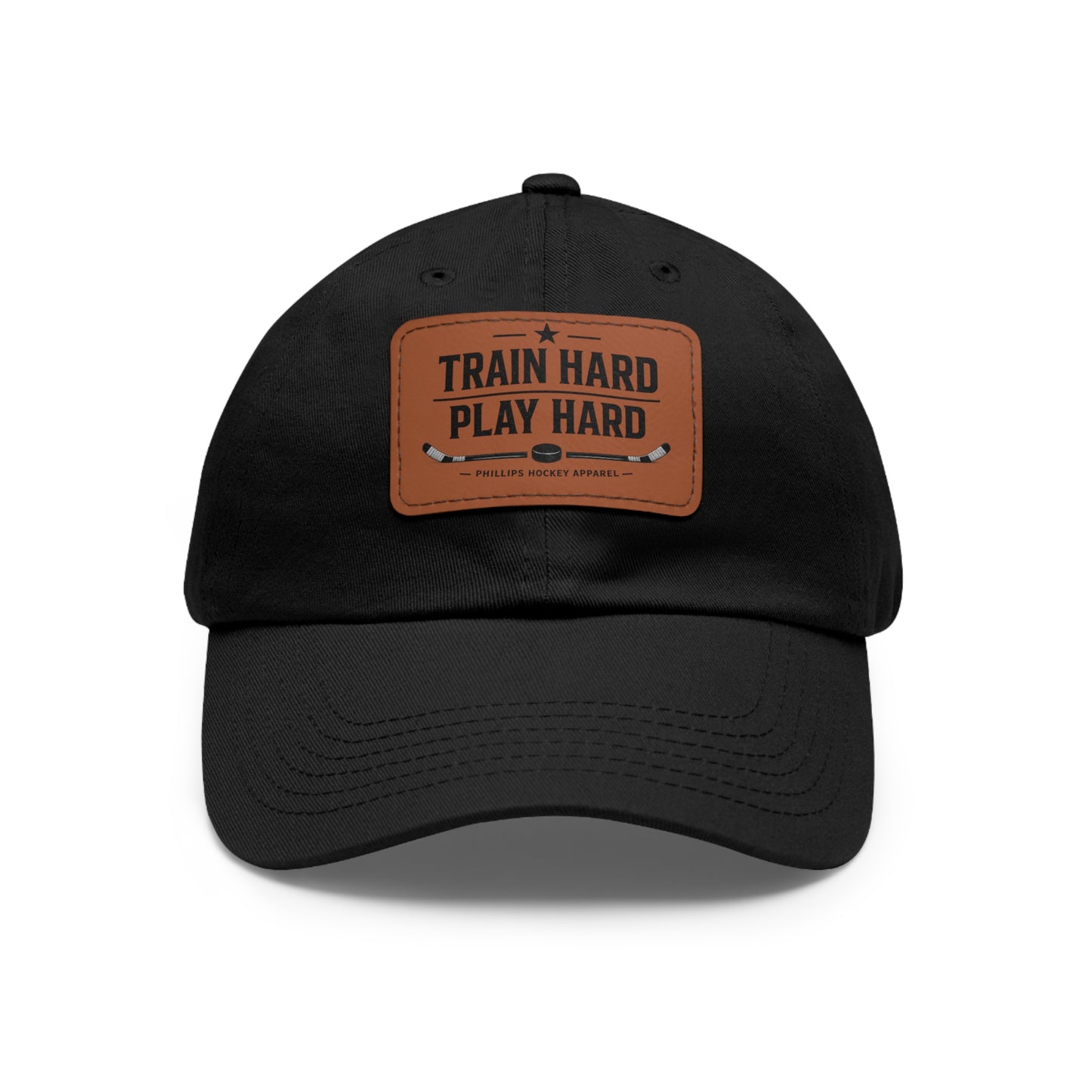 Train Hard Play Hard Leather Patch Dad Hat