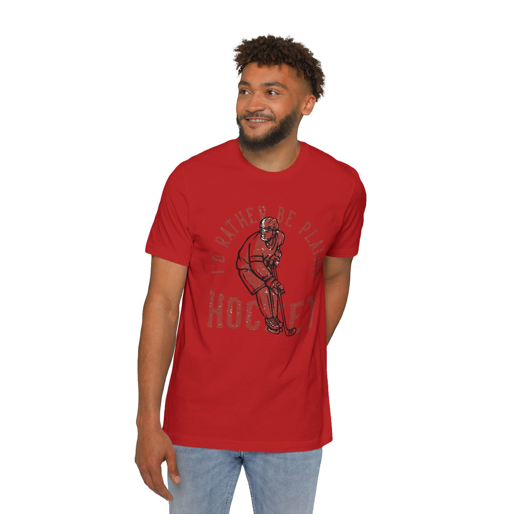 I'd Rather Be Playing Hockey T-Shirt — Vintage Hockey Player Tee