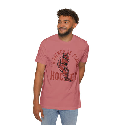 I'd Rather Be Playing Hockey T-Shirt — Vintage Hockey Player Tee