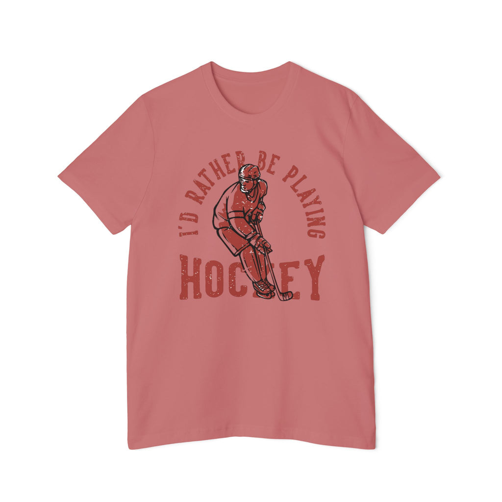 I'd Rather Be Playing Hockey T-Shirt — Vintage Hockey Player Tee