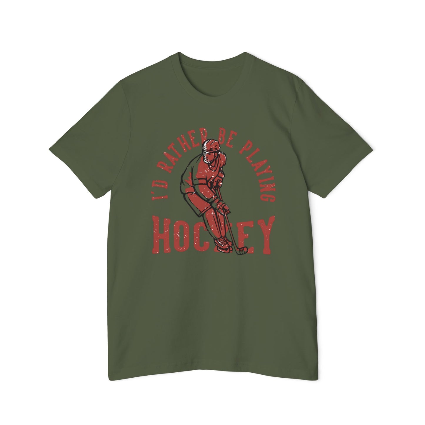 I'd Rather Be Playing Hockey T-Shirt — Vintage Hockey Player Tee