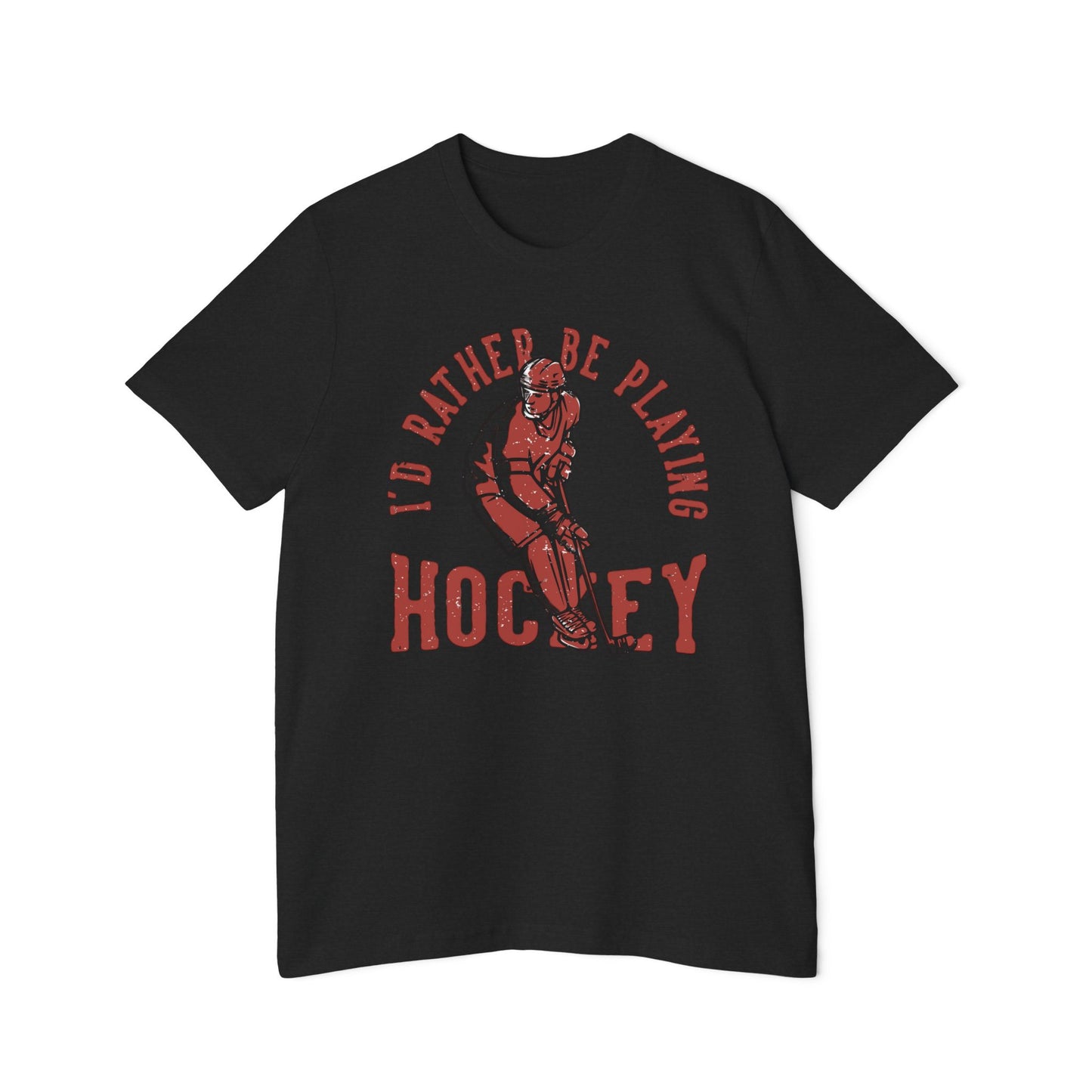 I'd Rather Be Playing Hockey T-Shirt — Vintage Hockey Player Tee